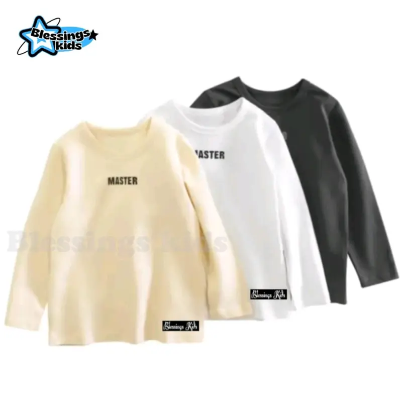 Kaos distro anak laki-laki master lengan panjang premium 100% katun kombed 30s untuk usia ideal 1-10 tahun Cotton Combed 0