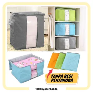 TSA BUNDLING 1PCS  4PCS Tempat Penyimpanan Bed Cover Bamboo Storage Box Organizer L9-R162 Bag Kotak Penyimpanan Pakaian Selimut Dan Sprey Jumbo Gaya Korea Kain (BELI LOKALL)n