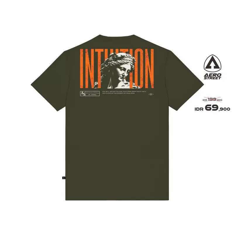 Aerostreet T Shirt Intuition Hijau Army Kaos T-Shirt Tshirt AADAA 0