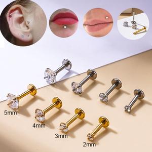 1 Piece 2/3/4/5mm Round Zircon Stainless Steel Internal Thread Helix Lip Ear Labret Piercing Stud Fashion  Piercing  16Gauge 6/8/10MM Length callie jewelry jade pendant necklace part chinese blades rosary heart locket agueb sleepy bunny career satanic