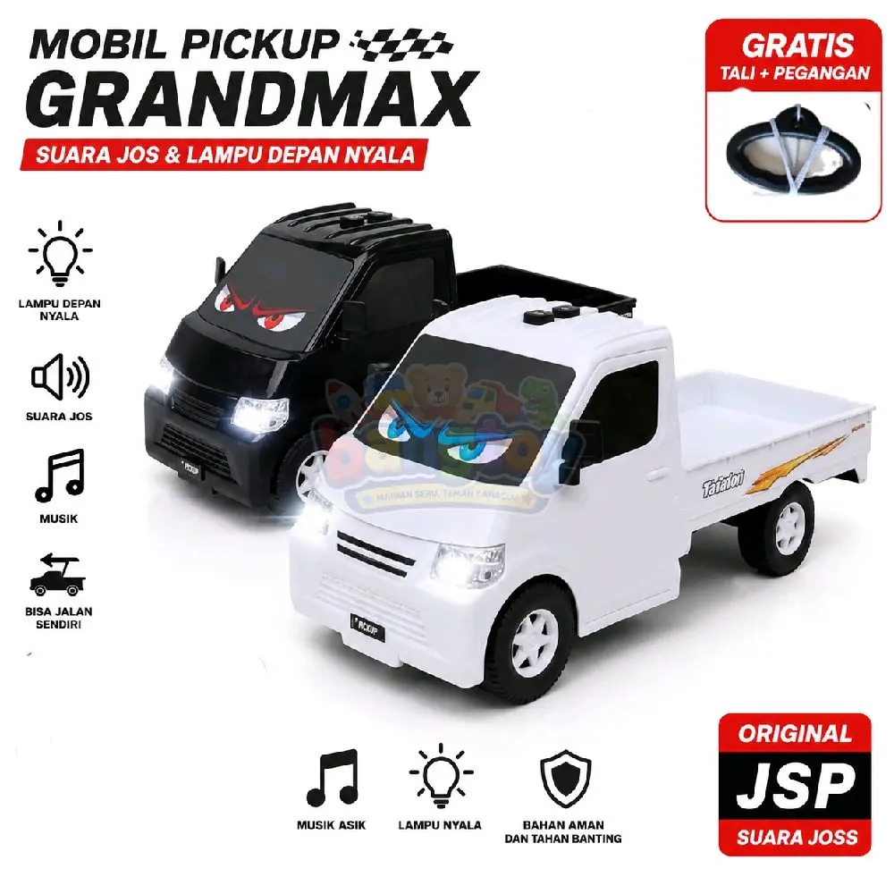 COD Mobil Mainan Pickup Grandmax Lampu Nyala + Musik | Mainan Anak Tarik Tali Gratis | Mobil Bak Terbuka