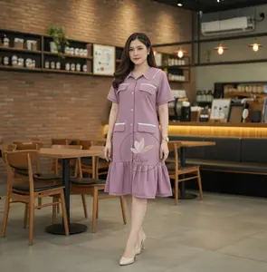 AF | Dress Aika Mini Daily Dress Knit Waffle Lengan Pendek Style Wanita Casual Simple