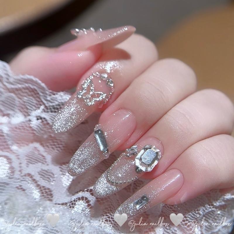 JuliaNailbox Mã 778 tone nude da Móng tay giả thiết kế thủ công, sơn gel ( tặng kèm keo, miếng dán, dũa, bông lau móng ), gắn dễ dàng, tiện lợi có thể tái sử dụng Nữ