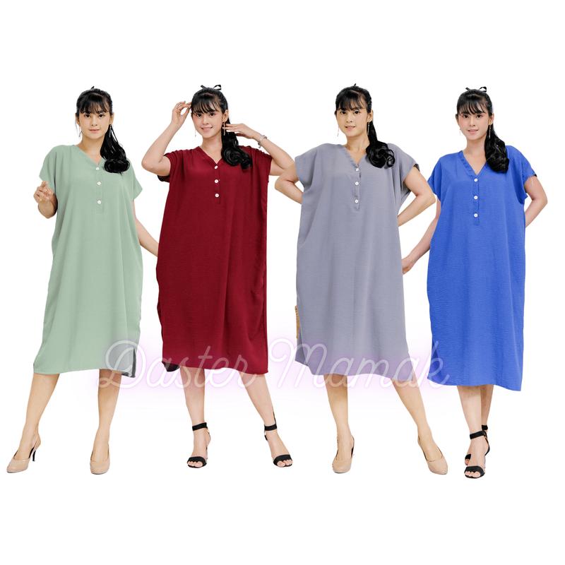 Daster Lowo Cringkle Airflow Ld 130 COD Jumbo Busui Wanita Crinkle Bumil Dewasa Tidur Pendek Dress cringkle 4