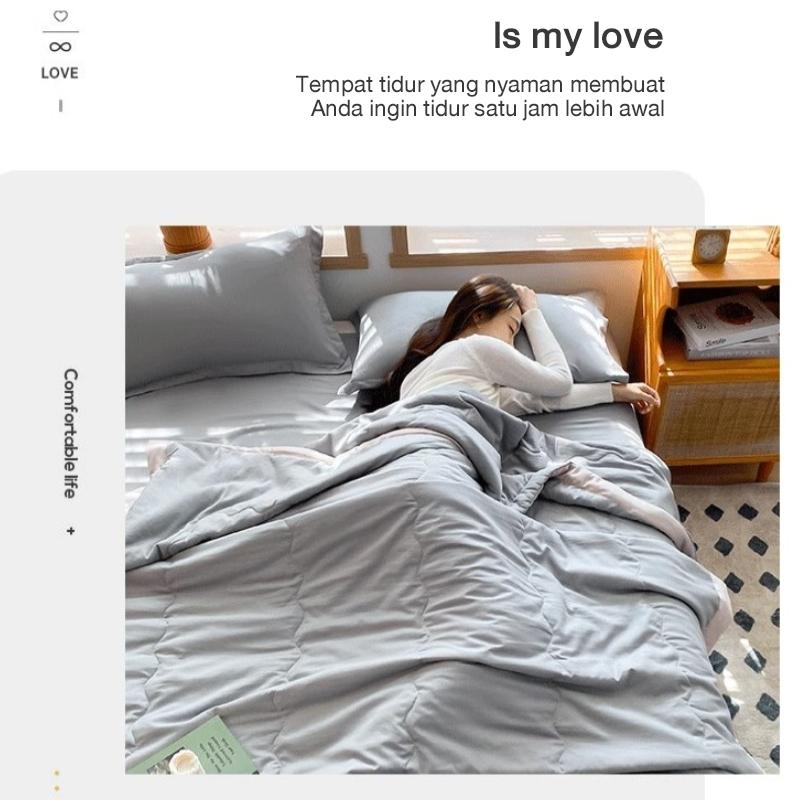 Selimut Dingin Korea Katun 100% Minimalis Polos, Selimut Tidur Musim Panas Super Lembut Adem, Quilt Tipis Nyaman untuk Kamar AC, Bahan Halus Tidak Pengap Bisa Dicuci Mesin