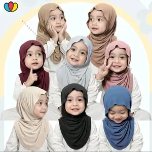 HIJAB INSTAN ANAK 2 -  6 TAHUN BERGO JISO HUMA BAHAN JERSEY COOLTECH MELEYOT