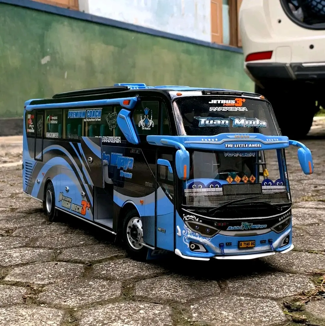miniatur bis bus tuan muda pangeran biru full lampu leed bus viral telolet basuri Anak Hadiah Kado Toy