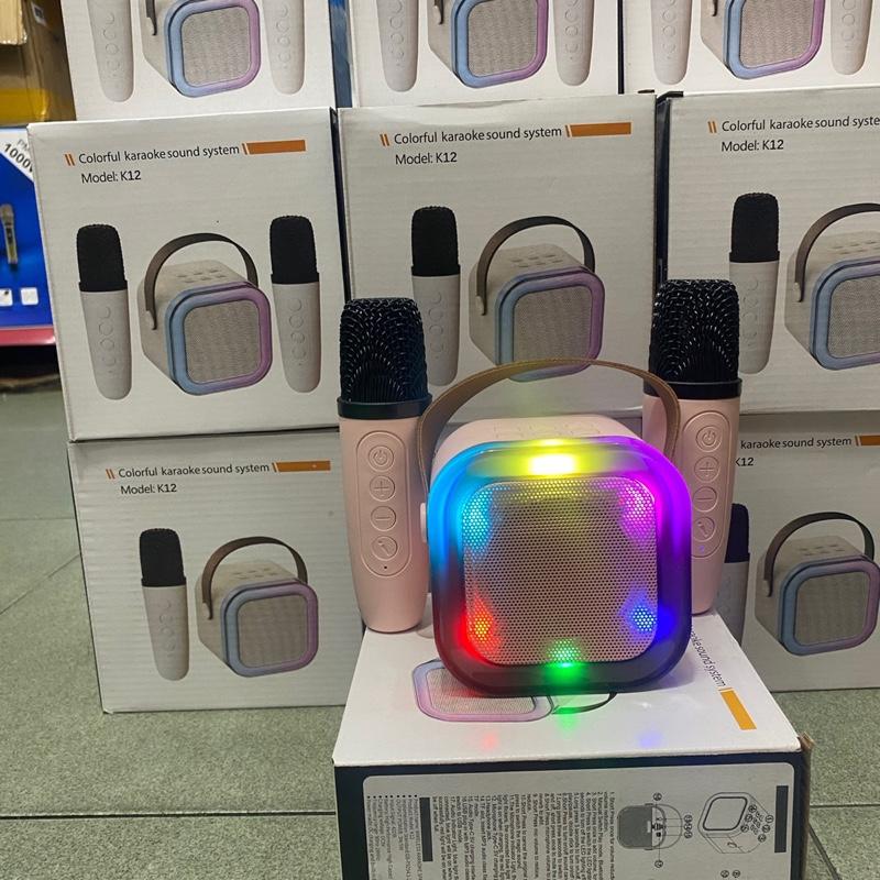 Loa hát karaoke mini bluetooth k12 tặng kèm mix,có đèn led củ loa loa nhỏ gọn có thể mang theo dễ dàng sử dụng nghe nhạc không dây
