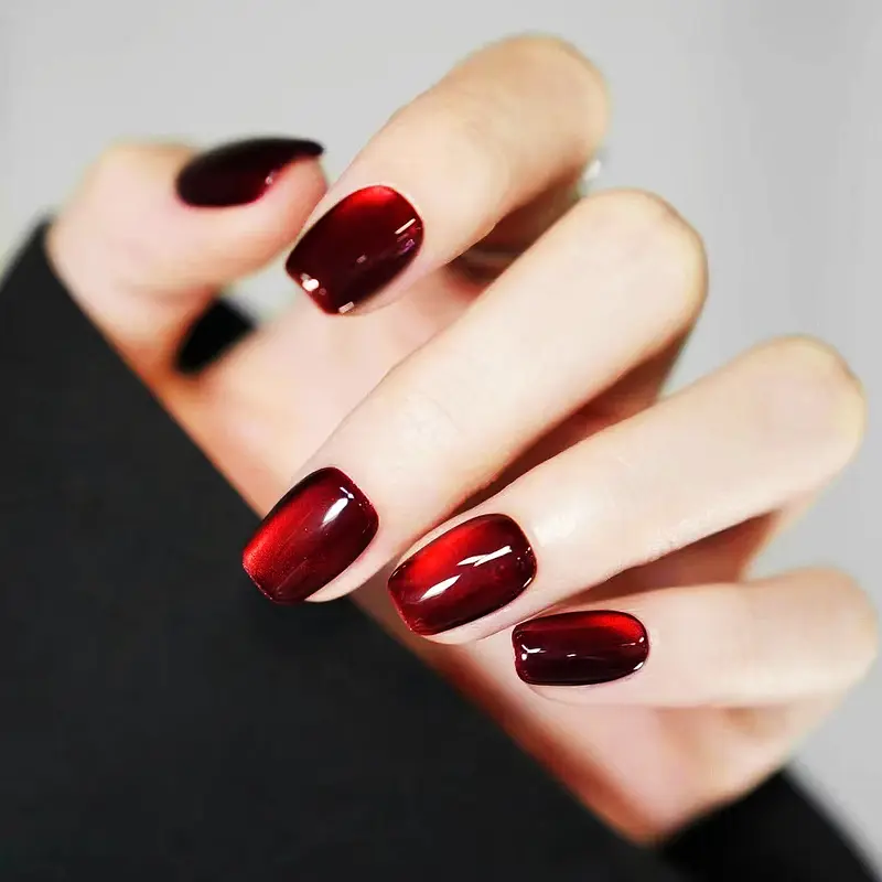 Kuku Palsu Dapat Dipakai Semi Buatan Tangan Tangga Super Pendek Mata Kucing Ukuran Penuh XS/S/M 10PCS/SET Nail Art Polish 001 017 040 3