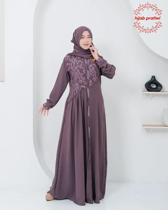 Syakila Dress Gamis Cringkel Mix Brukat Gamis Viral Kekinian Terbaru Gamis Muslim Elegant Gamis Kondangan Hits 2025 0