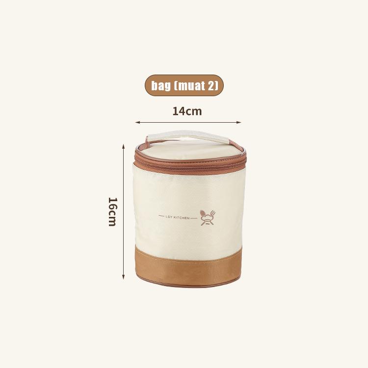 Product Introduction of COOKGLORY Set Stainless Lunch Box + Thermal Bag Kotak Makan Siang Bento Portabel Tahan Bocor Round Stainless Lunch Box Kotak Makan Siang Stainless Steel Terisolasi Mangkok Sup Multifungsi Kotak Makan Premium 8