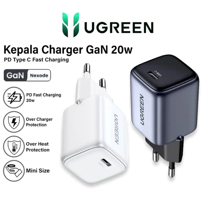 UGREEN GaN 20W Nexode Mini Charger PD Fast USB Type C Charger USB C PD 3.0 QC 3.0 Quick Charging For iPhone 15 14 13 12 11 Pro Max 1