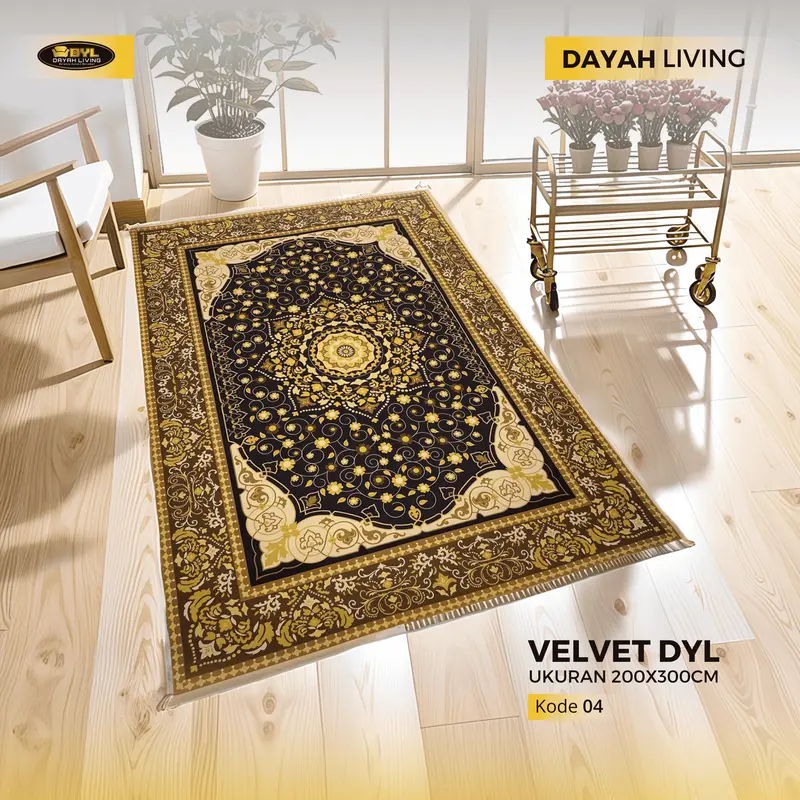 Karpet Velvet DYL Bermotif Uk 200x300cm Lantai Anti Slip Premium 3