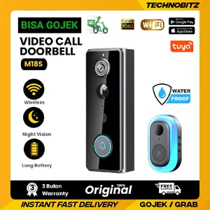 Home Smart Doorbell Camera Video Call Control From Mobile Phone WIFI Waterproof Wireless Black White | Bel Pintu Rumah Pintar Kamera Bisa Video Call Kontrol Dari HP & WIFI BL06 Anti Air Tahan Air Tanpa Kabel Hitam 1 Transmitter 1 Receiver Baterai 4000 KWD