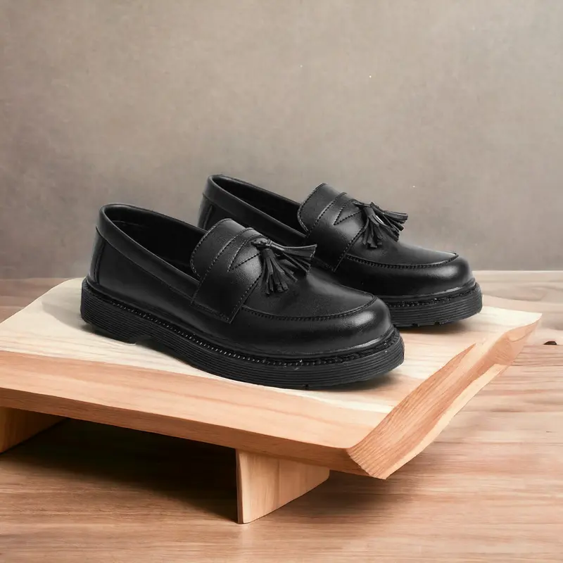 Sepatu Slip on Docmart Pria Marteen Pantofel Formal Kasual Hitam Kerja Resmi Kantor Kuliah Kondangan Laki Laki Cowok Kulit Original Terbaru Flat Shoes sol Karet 6