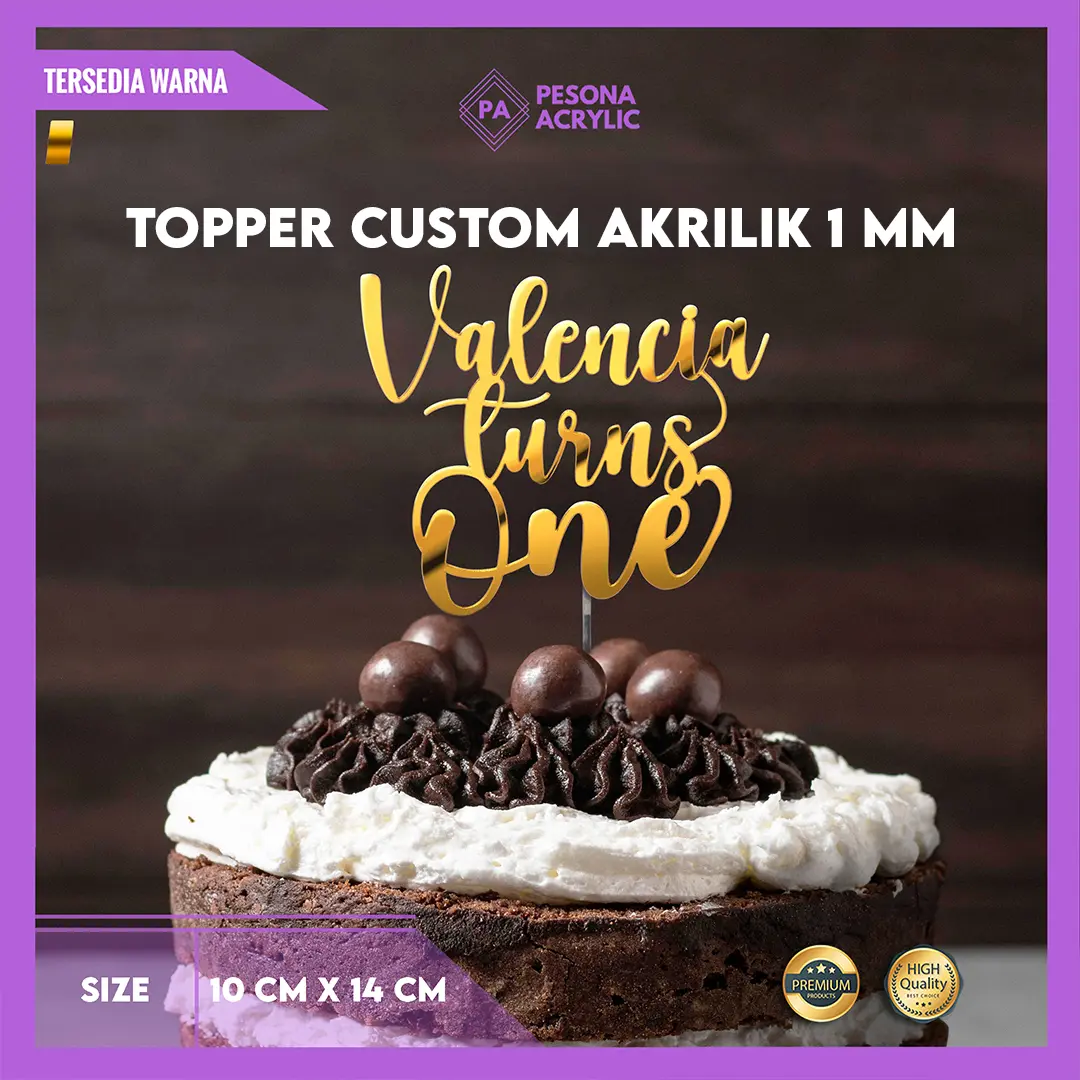 Topper Cake Custom Gold Mirror 1mm
