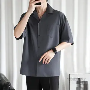 Baju Pantai Kemeja Polos Hawai Kerah Pyjamas Bahan Katun Rayon Korean Style Pendek untuk Tampilan Santai dan Nyaman