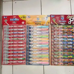 [1 rtg] sikat gigi dewasa formula renteng isi 12 pcs triple action zig zag xtra clear