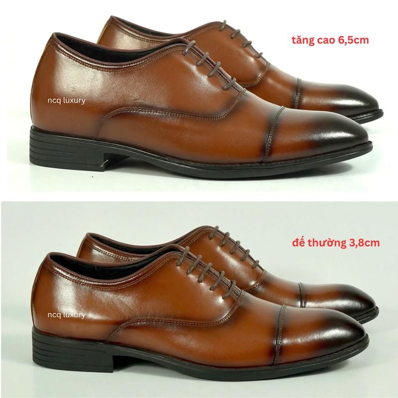 Giày tây nam da bò đế tăng chiều cao 6,5cm giúp tôn dáng - Giay tăng chiều cao