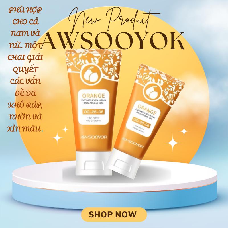 AWSOOYOR Tẩy tế bào chết Gel Orange 50g Dưỡng ẩm và làm sạch da cho nam giới và phụ nữ Nhẹ nhàng làm sạch để loại bỏ tế bào da chết trên mặt