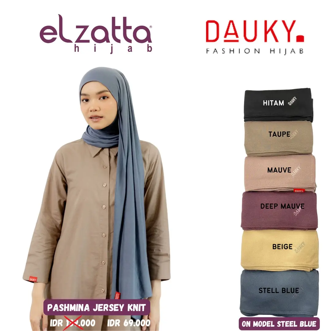 Hijab Pashmina Jersey Knit Dauky Terlaris Muslim Instan Kerudung pashmina Panjang