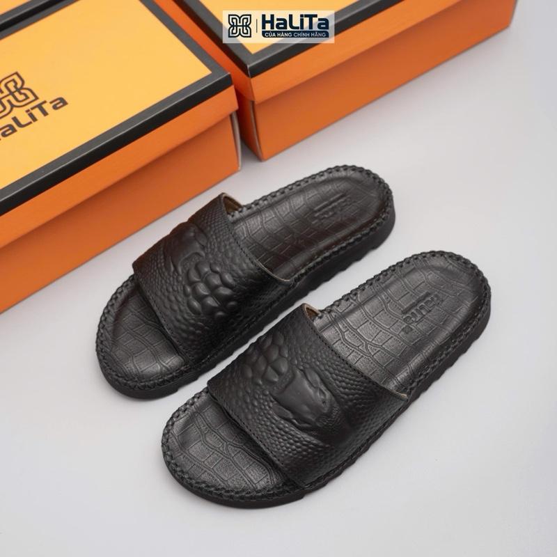 HaLiTa Dép Nam DocTor Cá Sấu Sang Trọng Bọc Da Chống Thấm Nước, Đế Cao Su Răng Cưa Chống Trơn Trượt, Phom Bàn Chân Việt Siêu Bền Đẹp Cho Nam