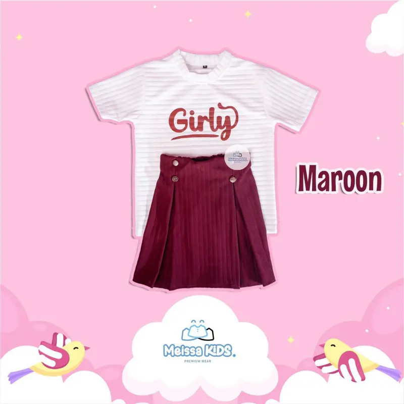 Meissa Kids - [PAKET HEMAT] Setelan Rok Anak Girly Knit Hornet Premium 6