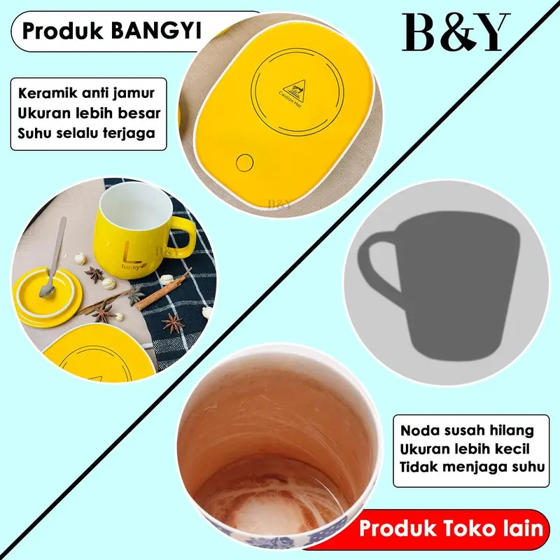 Gelas Keramik Elektrik / Mug Dengan Tatakan Penghangat Elektrik / Set Gelas Keramik / Mug Cangkir Elektrik 2