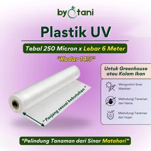 Ready Plastik Uv Greenhouse Tebal 250 Mikron 14% Lebar 6 Meter