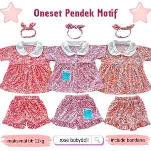NAKITA Oneset Pendek Stelan Harian Bayi Perempuan Plus Bandana Promo 10.10 Parsel