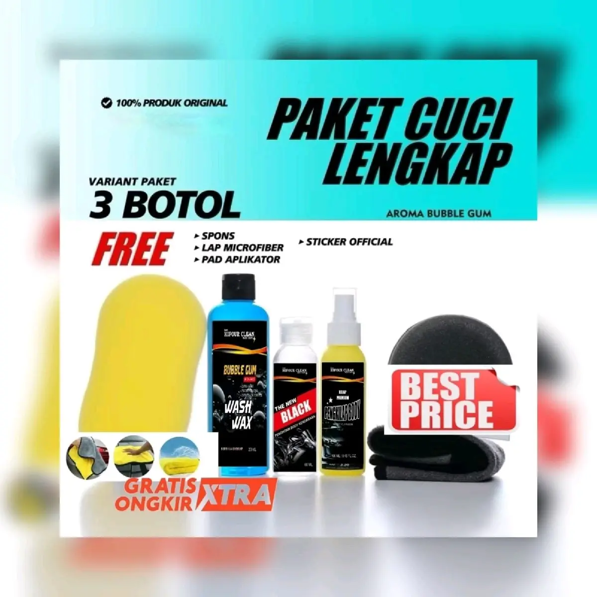 Terlaris No. 1| PAKET CUCI KENDARAAN LENGKAP FULL BODY 3 ITEAM by HIFOUR CLEAN Auto Care