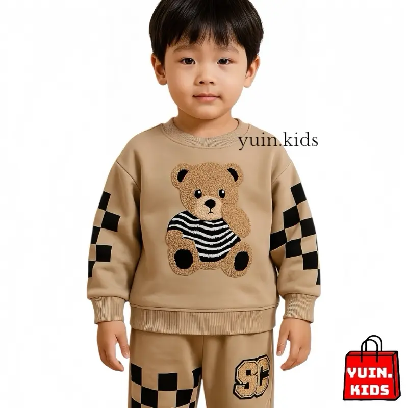 Yuin - Setelan Sweater Lucu Dan Celana Jogger Anak Motif Bear Untuk Usia 1-5 Tahun Unisex