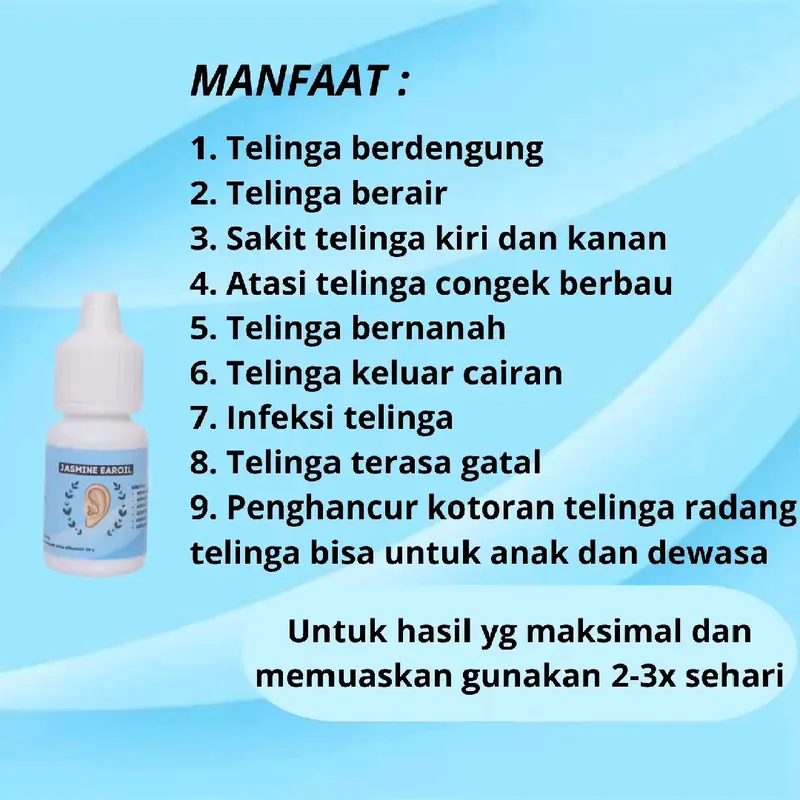 JASMINE EAR OIL PENGHILANG NANAH TELINGA/TELINGA BERMASALAH/TELINGA GATAL/TELINGA CONGEK/DAN SUDAH BPOM 1