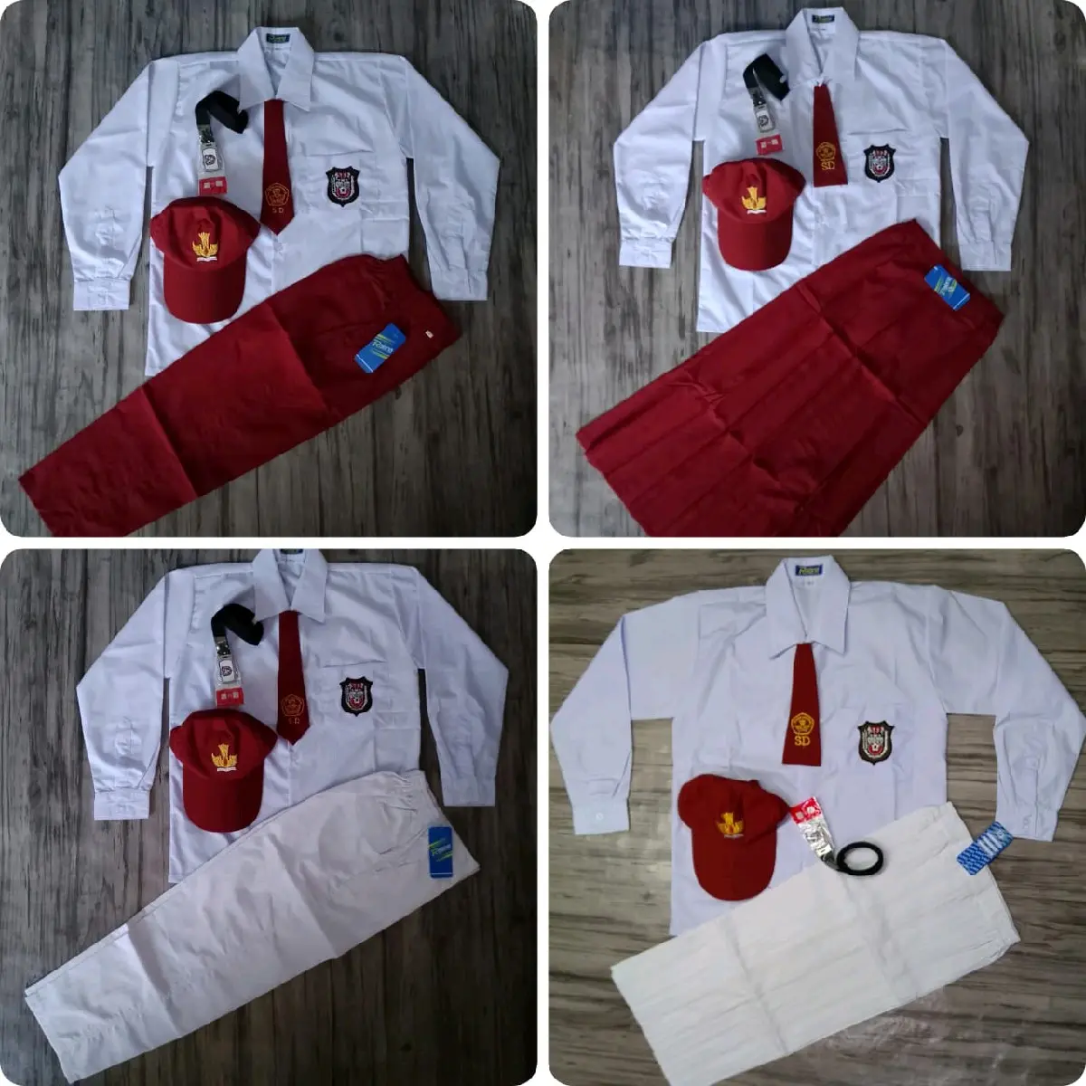 Full Set Seragam Sekolah Anak Sd Cewek Kelas 1-6 Laki laki Perempuan Rok Baju
