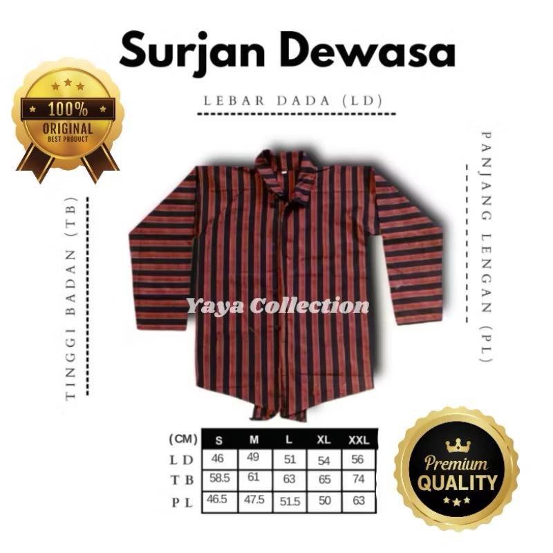 Baju Adat Jawa Lurik Pria Size S,M,L,XL,XXL jumbo XXXXL Surjan Pria Lurik Pria Dewasa