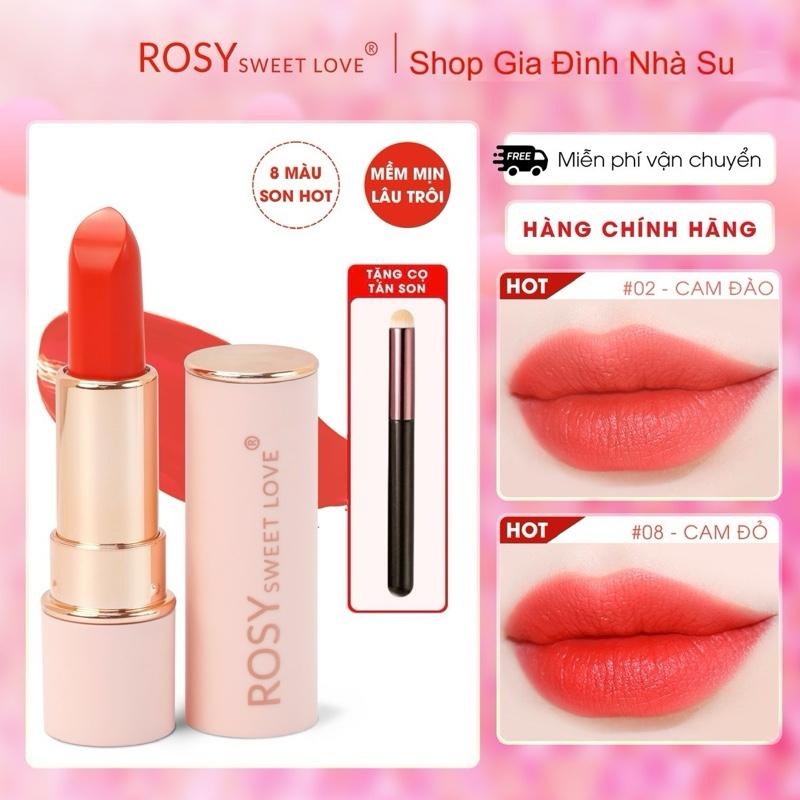 DEAL MUA SON SÁP TẶNG CỌ TÁN SON Son Sáp Rosy Cao Cấp Dưỡng Môi Mềm Mịn Siêu lì ,An toàn cho Mẹ Bầu