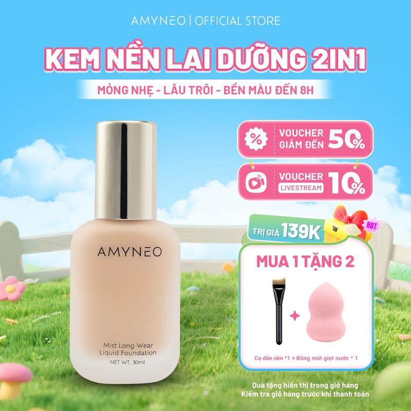 Kem Nền Lai Dưỡng 2in1 AMYNEO Mỏng Nhẹ Kiềm Dầu Lâu Trôi Cho Lớp Nền Tự Nhiên 30ml