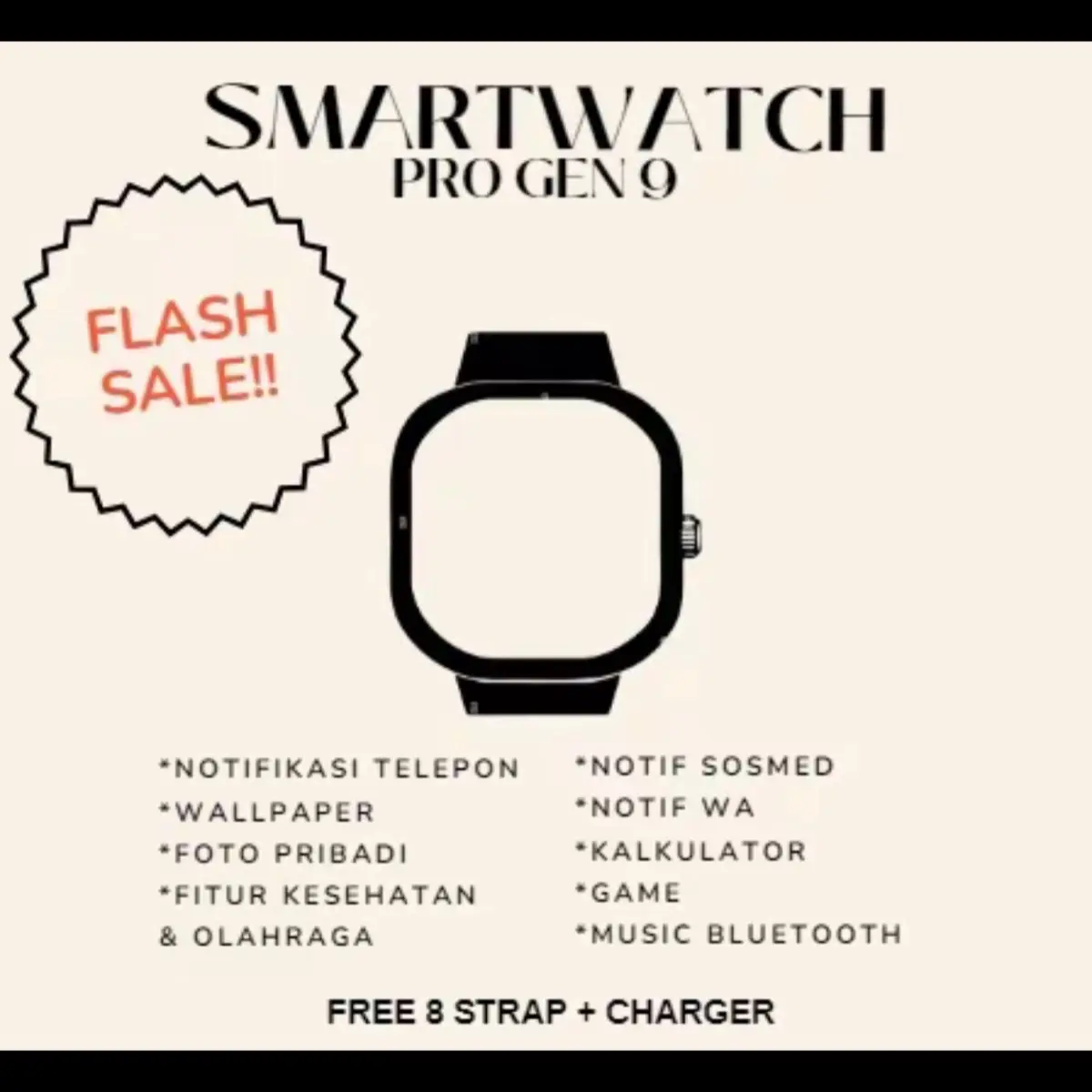 JAM PINTAR FASHION SMARTWATCH GEN PRO A9 - JAM TANGAN FASHION PELACAK KALORI DAN DENYUT JANTUNG