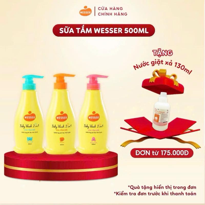 ￼Sữa tắm gội Wesser 2 in 1 500ml (cam-xanh lá-hồng).. 0