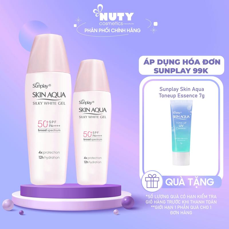 [Áp Dụng HĐ Sunplay 99k] Gel Chống Nắng Sunplay Skin Aqua Silky White Gel Limited Edition SPF 50+ PA++++ (30g;70g) | NUTY cosmetics beautiful life