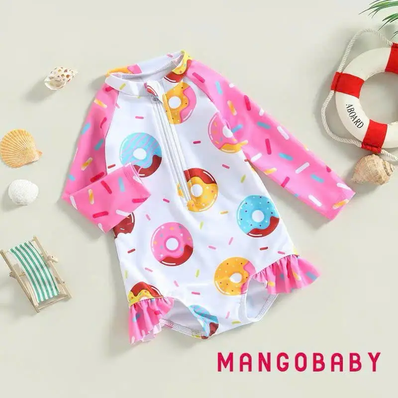 Bikini bé gái 10 -30kg in hình bánh vòng màu hồng xinh xắn cho bé đi biển, đồ bơi bé gái, thời trang đi biển 4