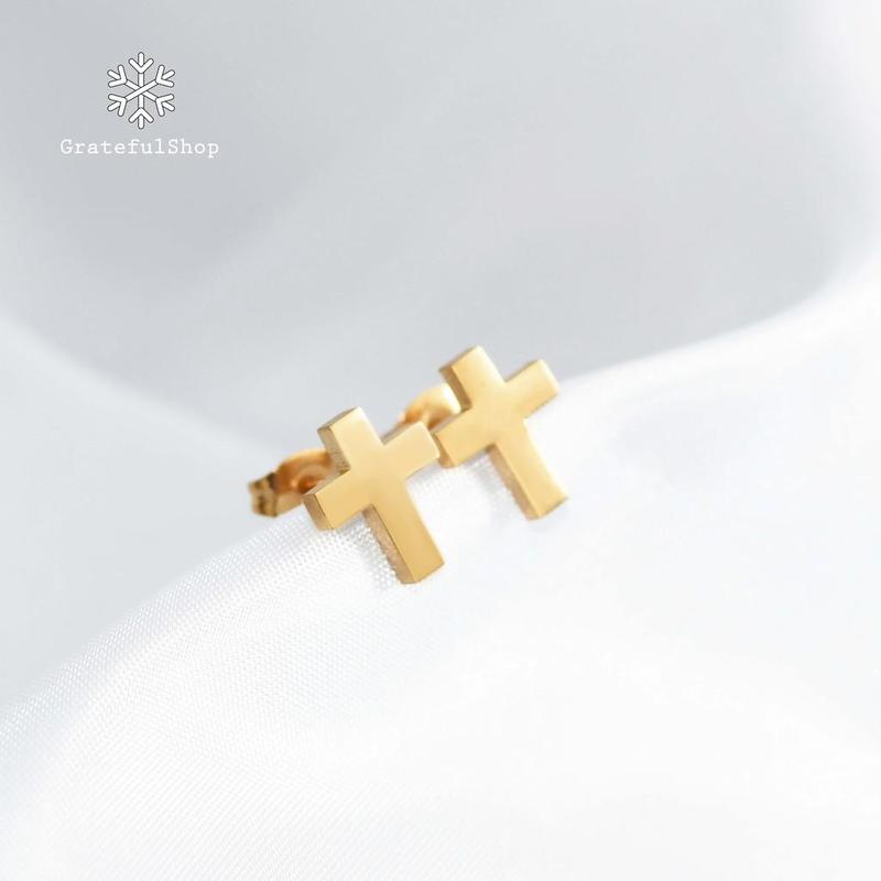 Grateful - Anting Cross Simple/ ANTING SALIB silver black STAINLESS STEEL (ANTI KARAT) earrings jewellery 3