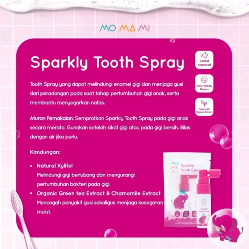 Momami Sparkly Tooth Spray Semprot 20ml Peach Flavour Honeydew Flavor | Pembersihan Gigi Anak Balita | Semprotan Gigi Anak | Fruity | Perlengkapan bayi dan anak | Balita Cewek Cowok | Perawatan Gigi Anak Pelindung Gusi Sensitif Anak-Anak Sikat Green 2