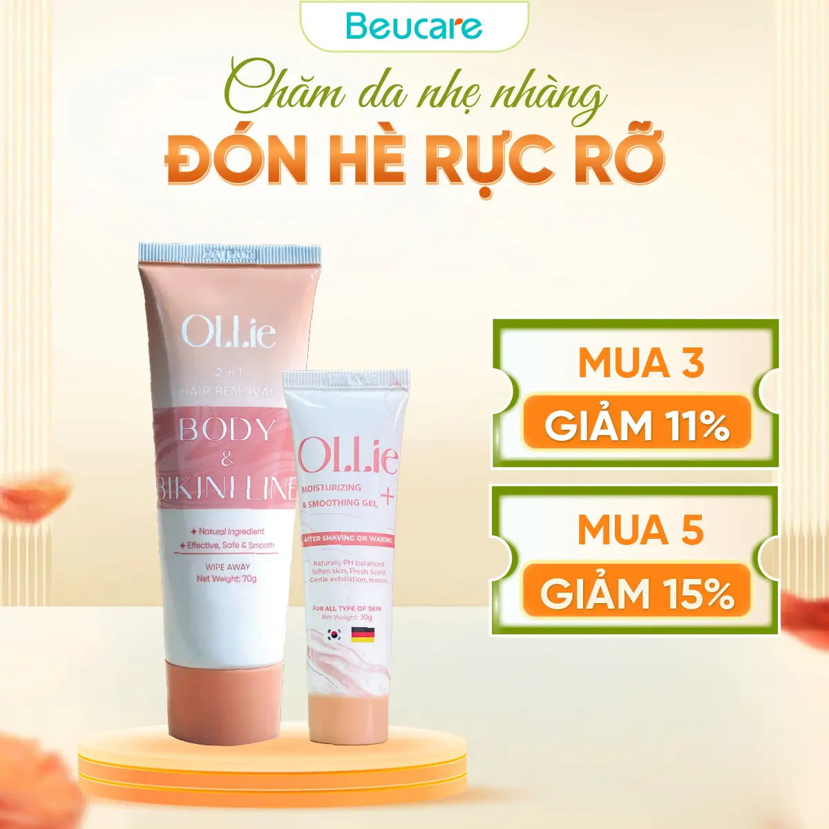 Combo 1 Kem Tẩy Lông Ollie + 1 Gel Dưỡng Ollie Tẩy Lông Chân, Tay, Nách Dành Cho Body Nam Nữ Men, Women Hỗ Trợ Tẩy Lông Nhanh Chóng, Kem Tẩy Vùng Nách Tay Chân bkn An Toàn Dịu Nhẹ Không Sử Dụng Cạo Râu kemtaylong - KT011