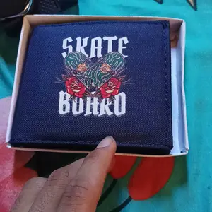 Skate Board Dompet Pria Lipat Kanvas Laki Laki Dompet Bermotif Uang Kartu