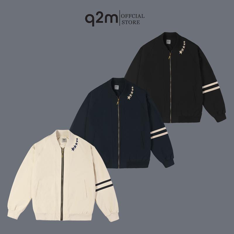    ĐỘC QUYỀN VINHBANHBO   Áo Khoác Bomber Gió thương hiệu q2m  Màu Xanh Be Thêu Sao mã ABB-02 