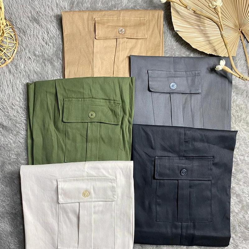 Zena Celana Kulot Cargo Wanita Highwaist Premium Berkancing Rasleting Bahan Twill Combad Premium Kekinian Korean Style pants unsex hitam【cargo】 celanakulot 5