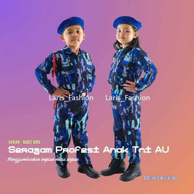 BAJU SERAGAM TNI AU ANAK LAKI LAKI PEREMPUAN ANGKATAN UDARA ARMY COWOK CEWEK KOSTUM PROFESI ANAK SERAGAM KARNAVAL 17 AGUSTUS PROFESI TENTARA KOSTUM CILIK POCIL MURAH 1