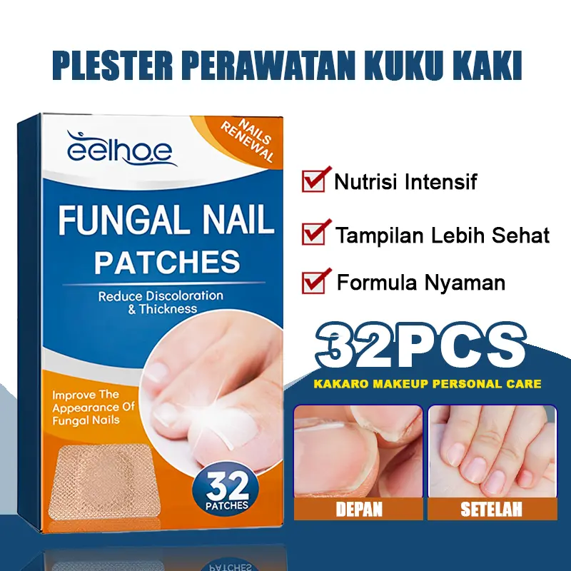 EELHOE 32pcs  Fungal Nail Patches Sticker Kuku Kaki Toenail Repair Patch Kuku Kaki Nail Correction