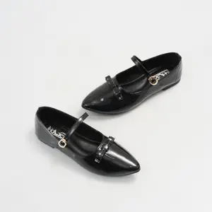 Holic Hani Sepatu Wanita Flatshoes Glocy Premium Viola Bahan Satin Karet Mentah Hitam Tidak Licin Kualitas Tinggi Awet Tahan Lama Size 36-41